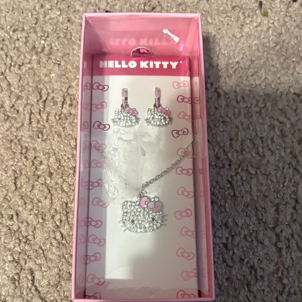 Hello Kitty Pink and Silver Jewelry Set